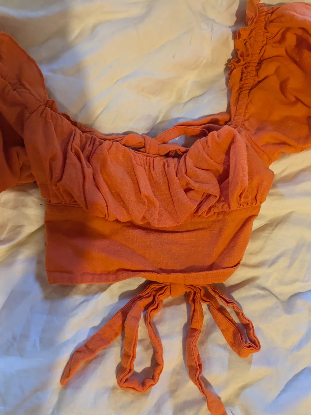 2 FOR 1!!! India Boutique Orange Puff-Sleeve Crop Top with Tie-Dye Skirt Set